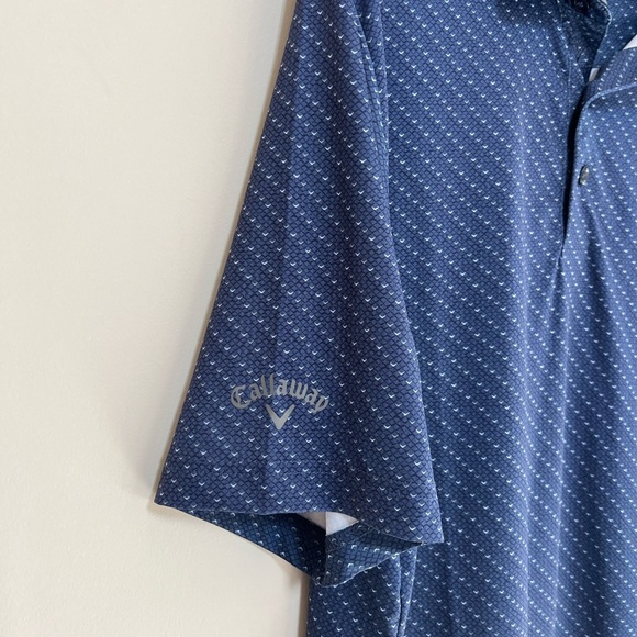 Callaway Men's Opti-Dri Swing Tech Allover Chevron Print Polo in Peacoat Blue, M - Picture 5 of 10